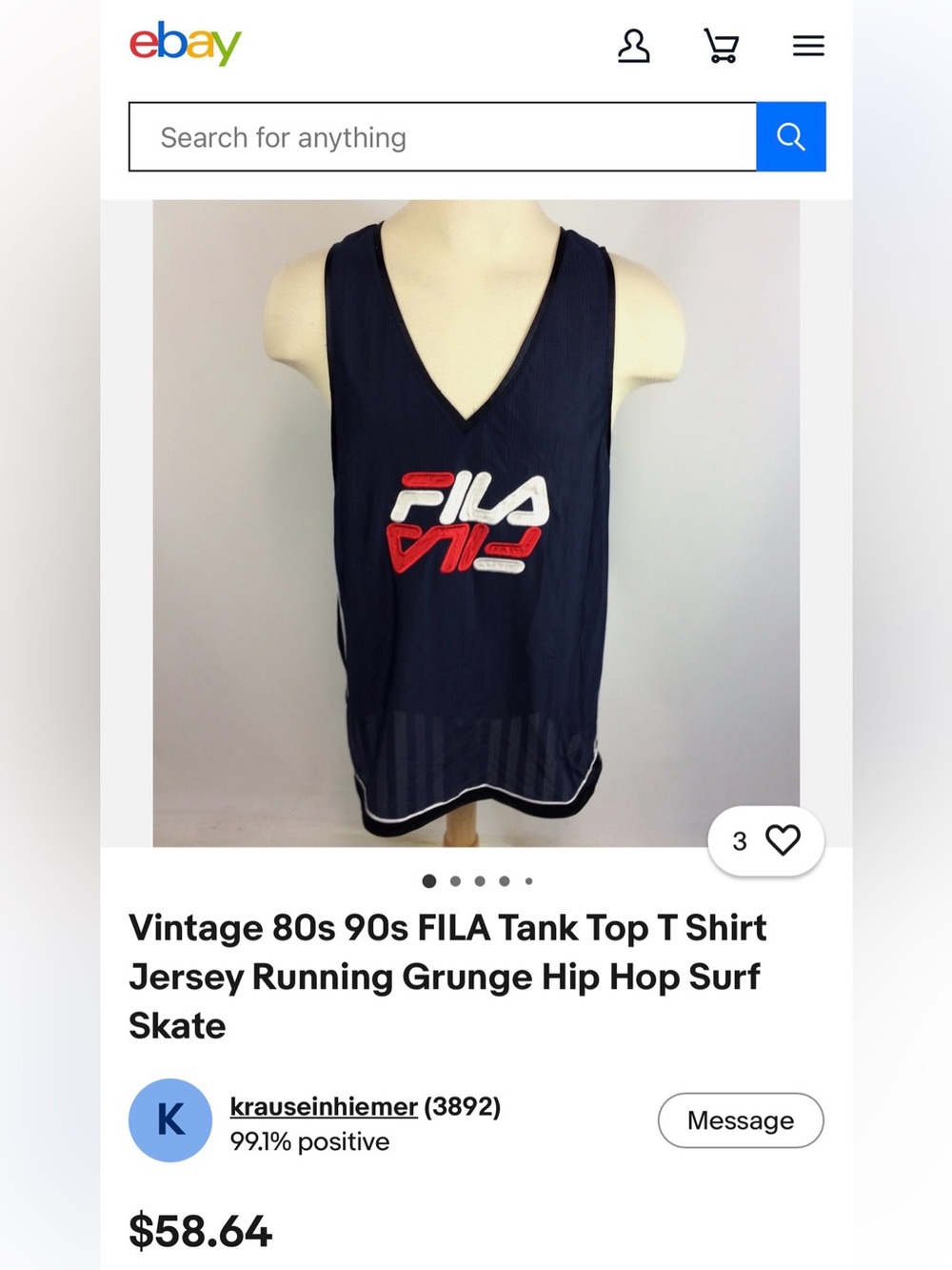 FILA 80s 90s Y2K Vintage Basketball Grunge Hip Hop Skateboard Tank Jersey (XL) - Picture 6 of 6